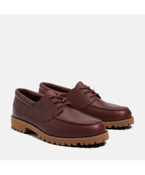 Мужские кожаные мокасины Timberland Authentic Light бордовые — фото 3