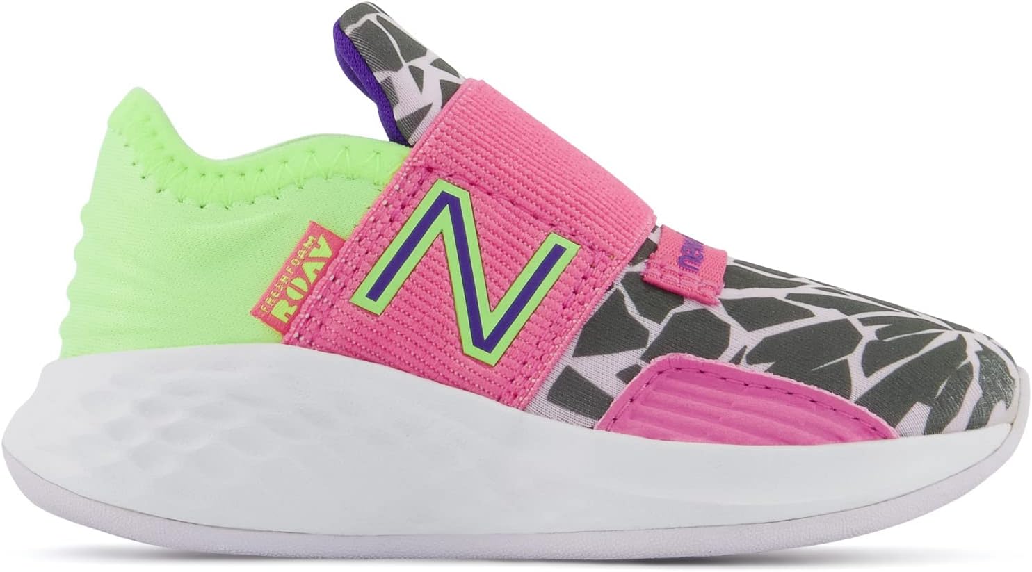 Кроссовки New Balance Unisex Baby Fresh Foam Roav V1 на шнуровке, черный/розовый — фото 3