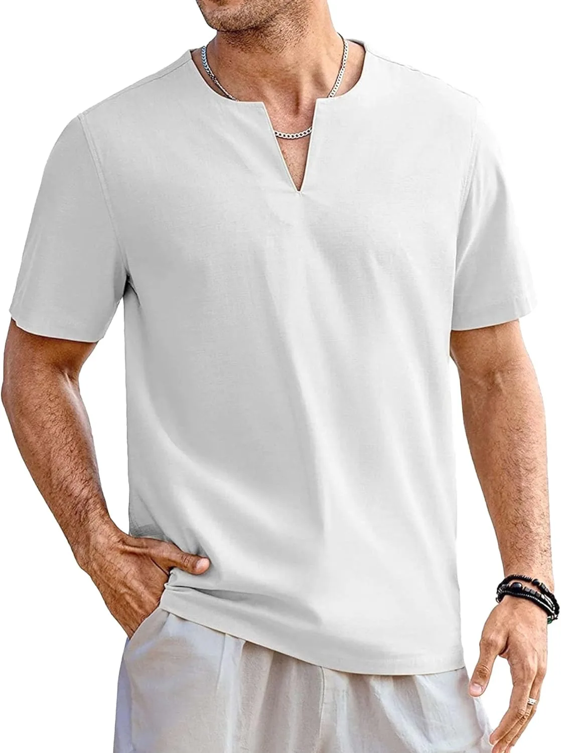 

Мужская футболка Henley с длинным подолом и коротким рукавом для пляжа и тренировок TrndTrsure