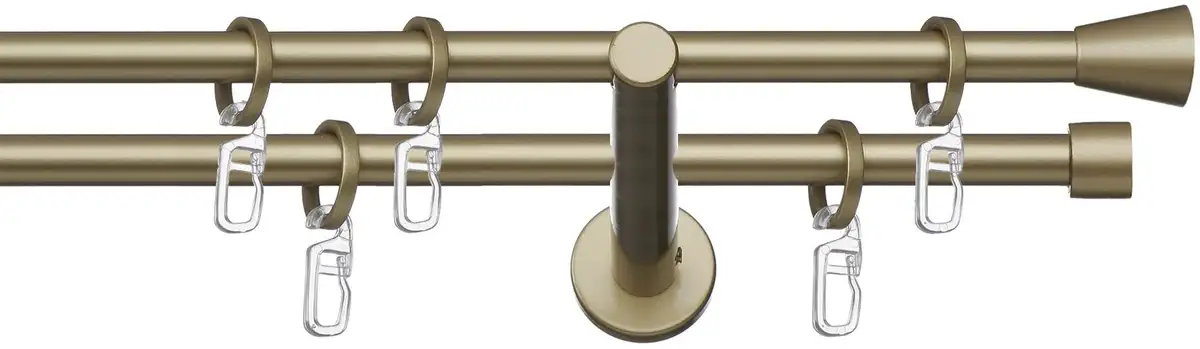 

Карниз indeko "Granada", 2 направляющие, фиксированного размера, полный комплект, включая кольца и крепежный материал 200 см, Ø 12 мм, цвет goldfarben/messingfarben