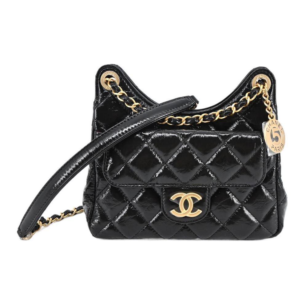 Кожаная сумка через плечо из телячьей кожи Trumpets женская черная CHANEL — фото 2