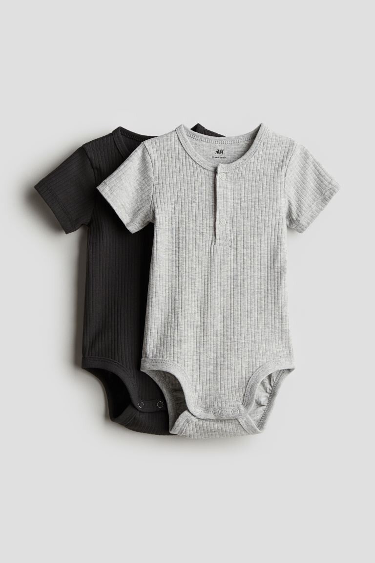 

2 пары боди на пуговицах H&M, серый