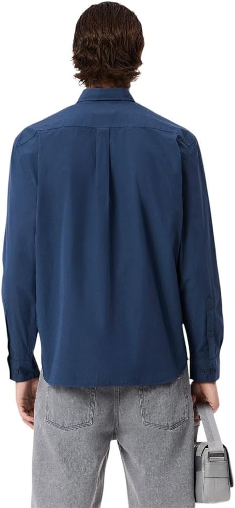 Мужская рубашка Lacoste с длинным рукавом, постиранная, Washed Faucon — фото 3