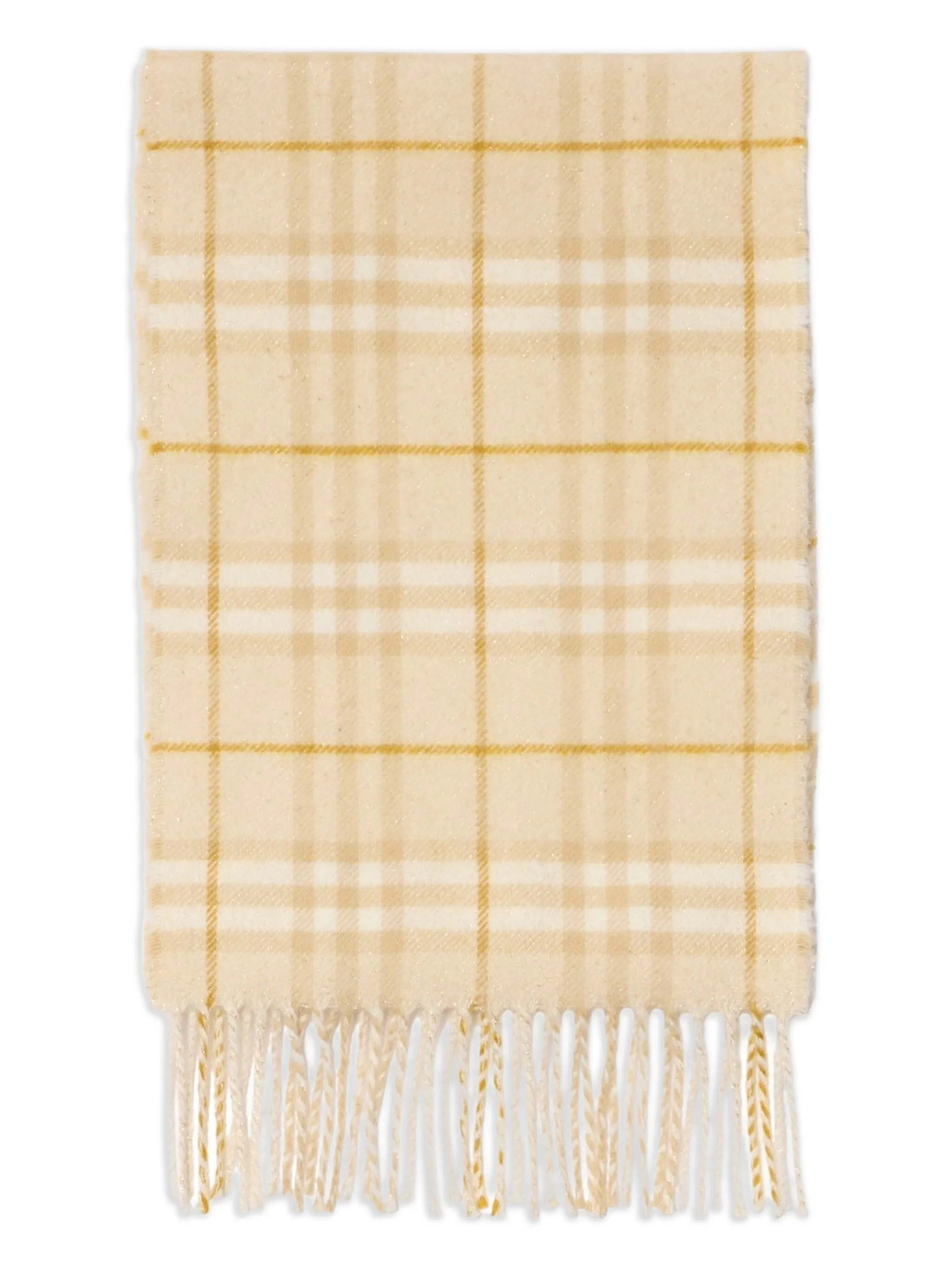 

Клетчатый шарф с бахромой Burberry Kids, желтый
