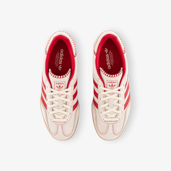 Кроссовки кожаные Adidas Gazelle Indoor, кремовый / красный — фото 2