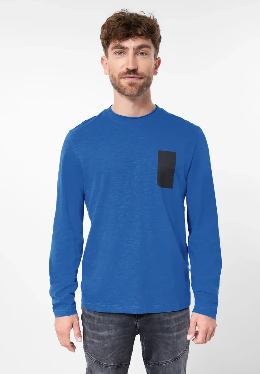 

STREET ONE МУЖСКАЯ рубашка с длинными рукавами, однотонная Street One Men, синий
