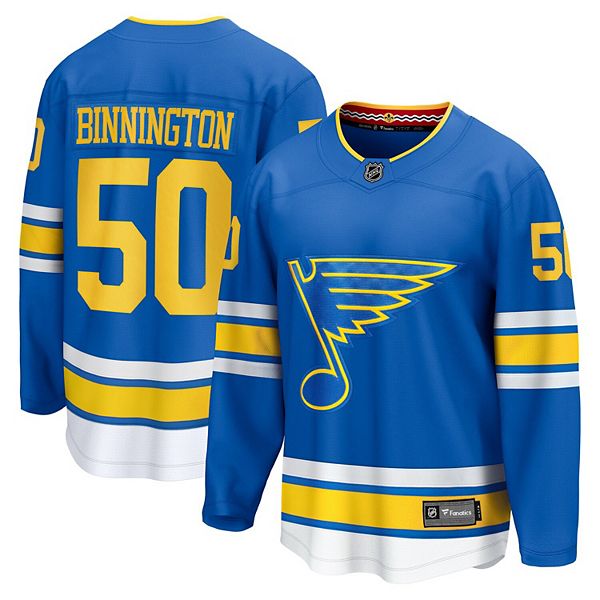 

Мужская футболка Jordan Binnington St Louis Blues Home Breakaway Fanatics