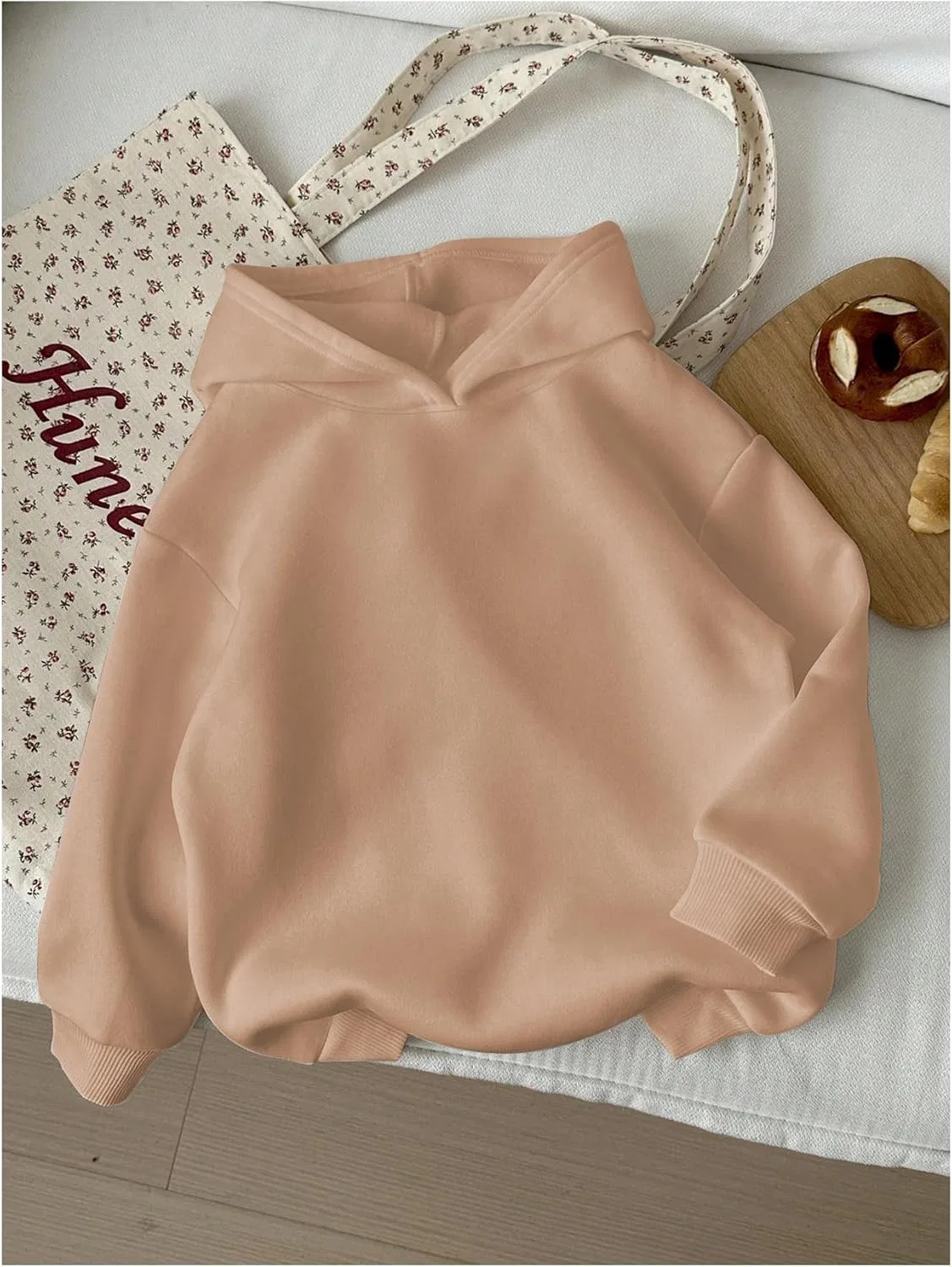 Детская толстовка с капюшоном COZYEASE, принт с вишнями, Light Khaki — фото 3