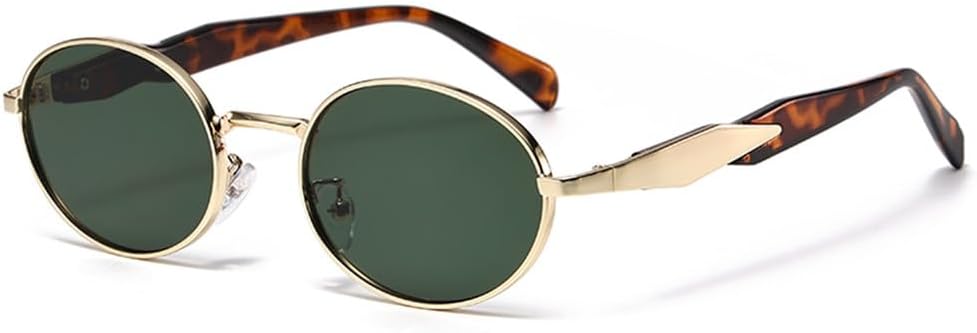 

Винтажные женские овальные металлические солнцезащитные очки, повседневная мода, женские солнцезащитные очки в стиле панк, унисекс, стильные, UV400 KTUCN, Golden Green