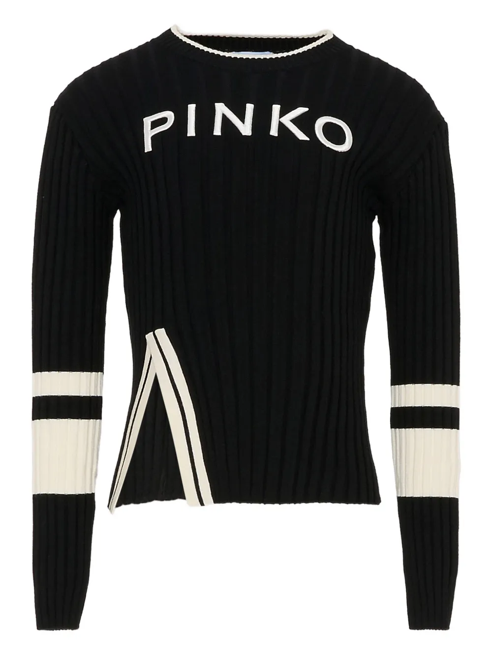 

Вязаный свитер с вышитым логотипом Pinko Kids, черный