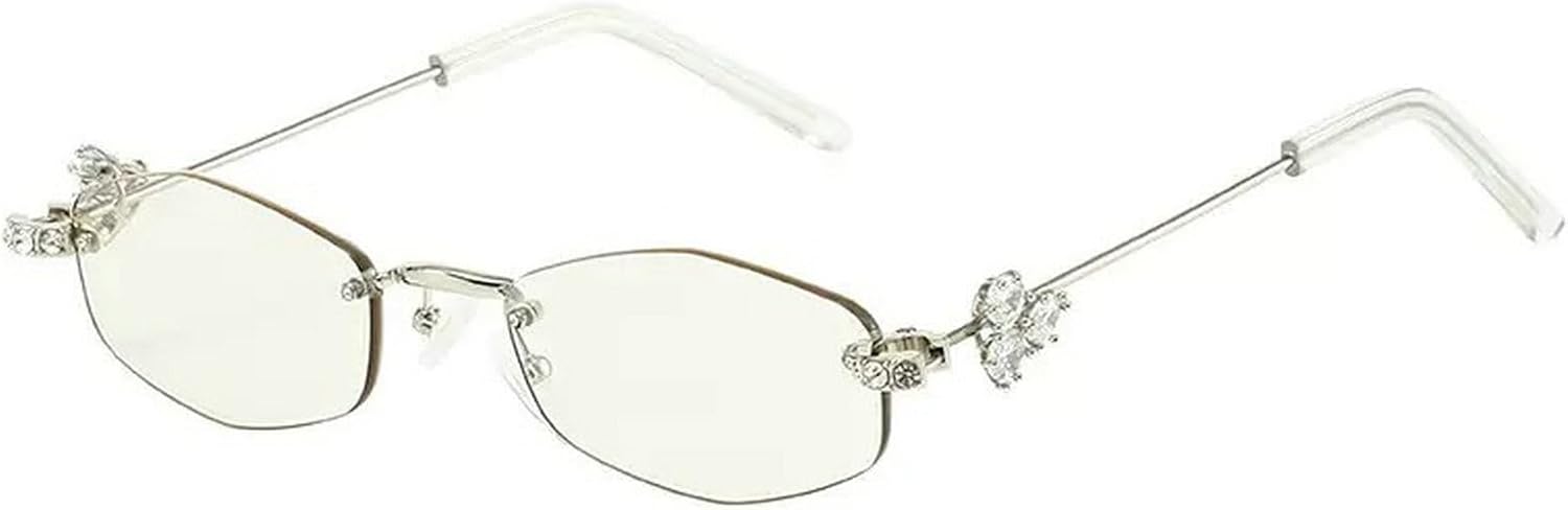 

Солнцезащитные очки без оправы с многоугольными линзами для женщин, с блестками, 2025 год, роскошные модные очки с бриллиантами для леди, ретро-очки с блестками mincl, C4