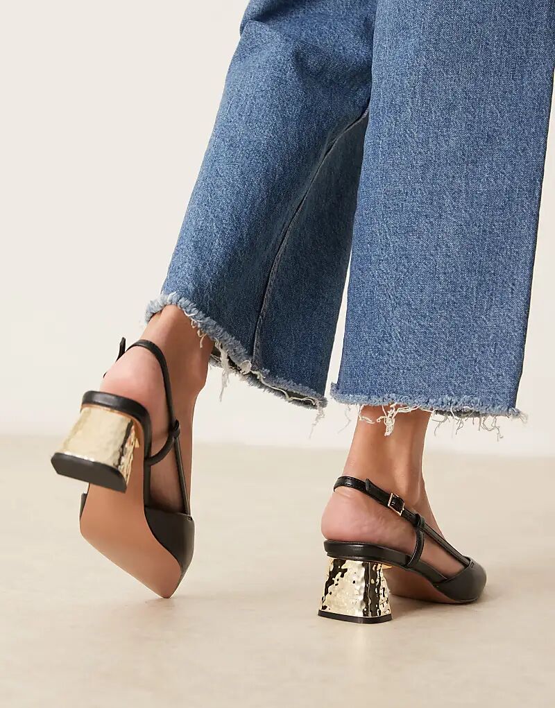 ASOS DESIGN Стильные туфли на среднем каблуке с открытой пяткой, черного цвета — фото 2