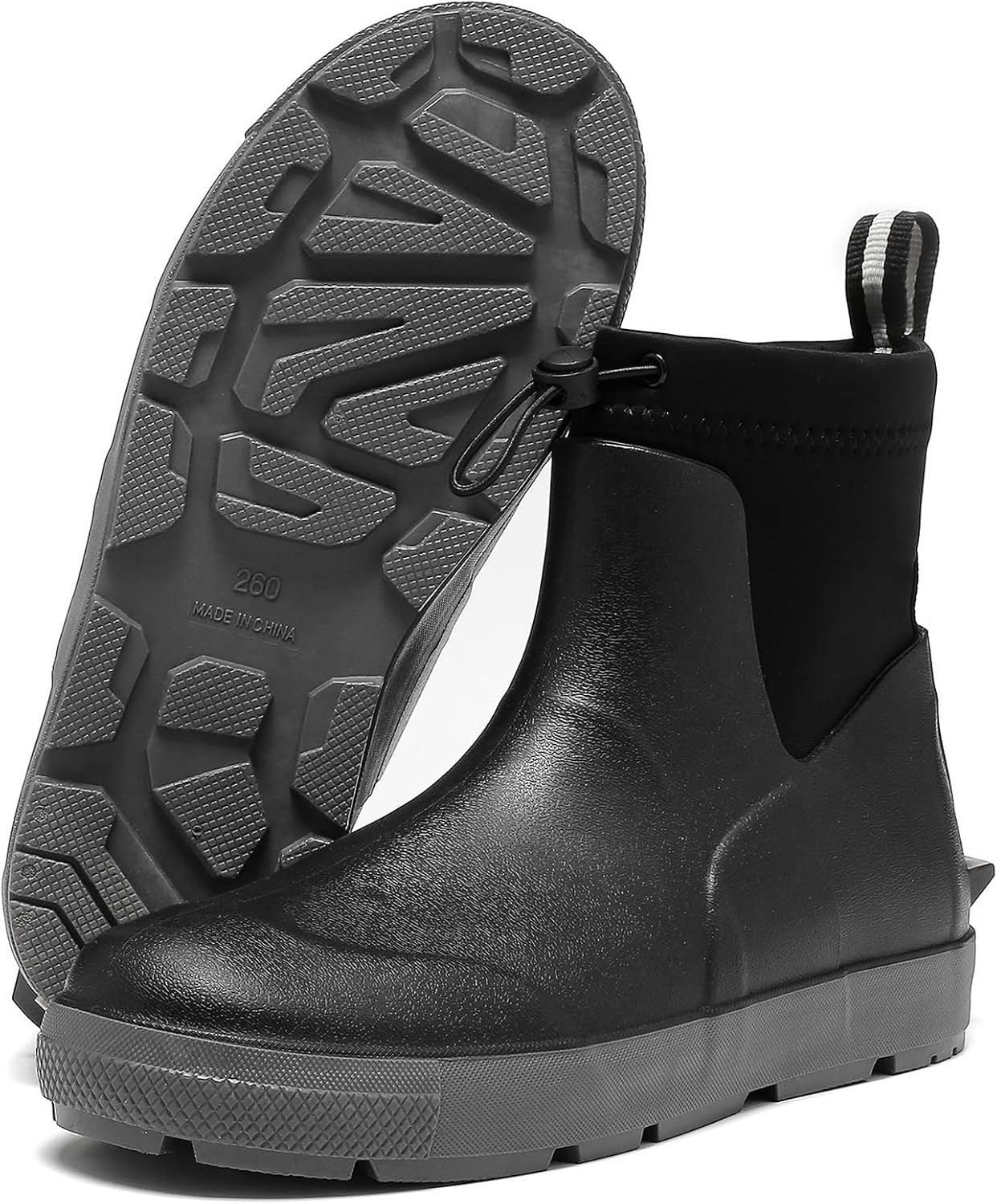 

Мужские ботинки для палубы, резиновые дождевые сапоги до щиколотки, водонепроницаемые, противоскользящие, обувь для рыбалки и лодочных прогулок, водонепроницаемые ботинки для мужчин Ckwlxqy, черный