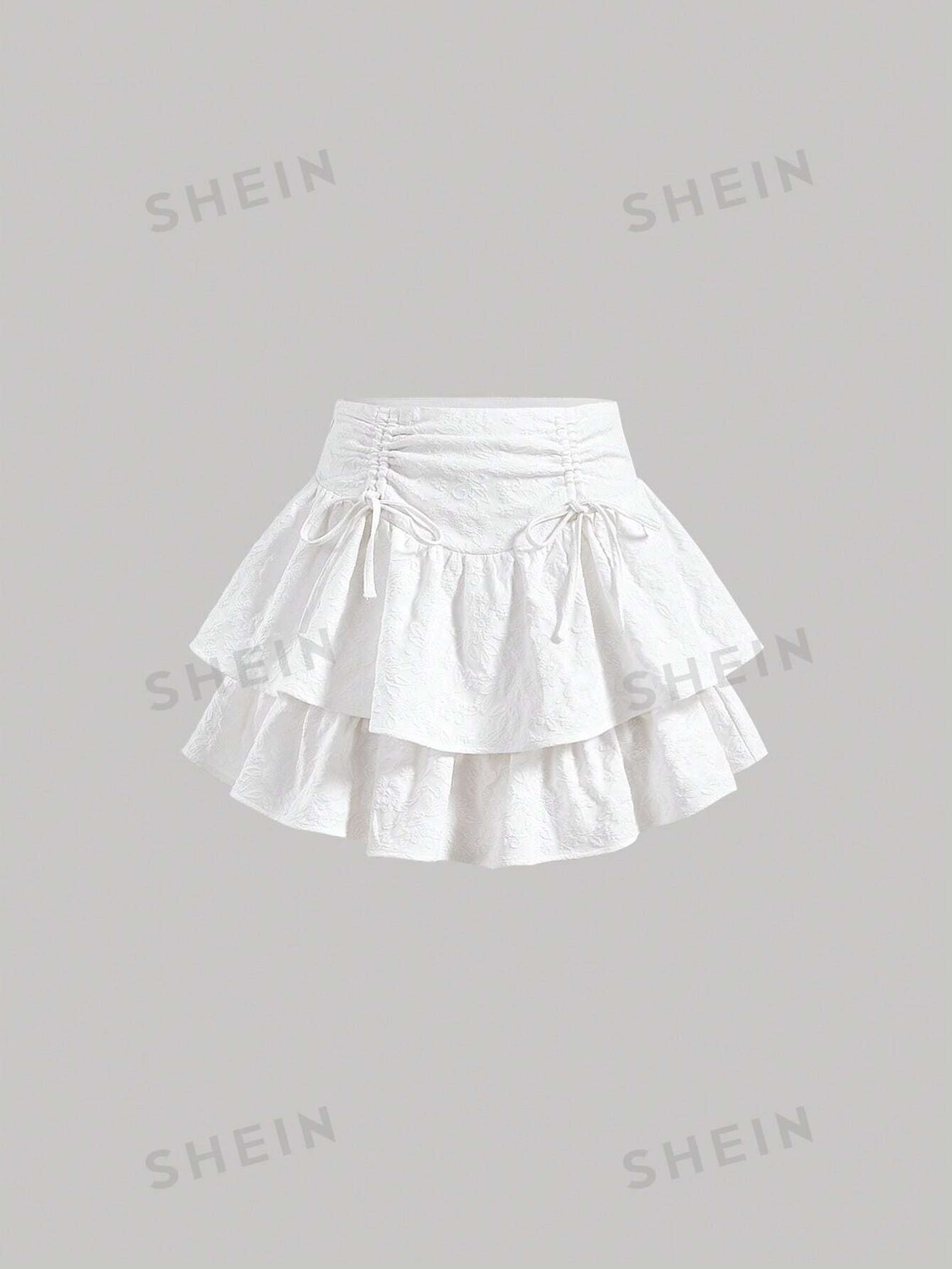 

MOD Юбка, кулиска, плиссировка, двухслойная, подол Shein, белый