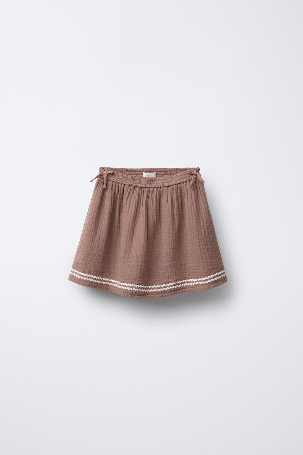 

Текстурированные шорты-бермуды с бантиками ZARA, цвет Light brown