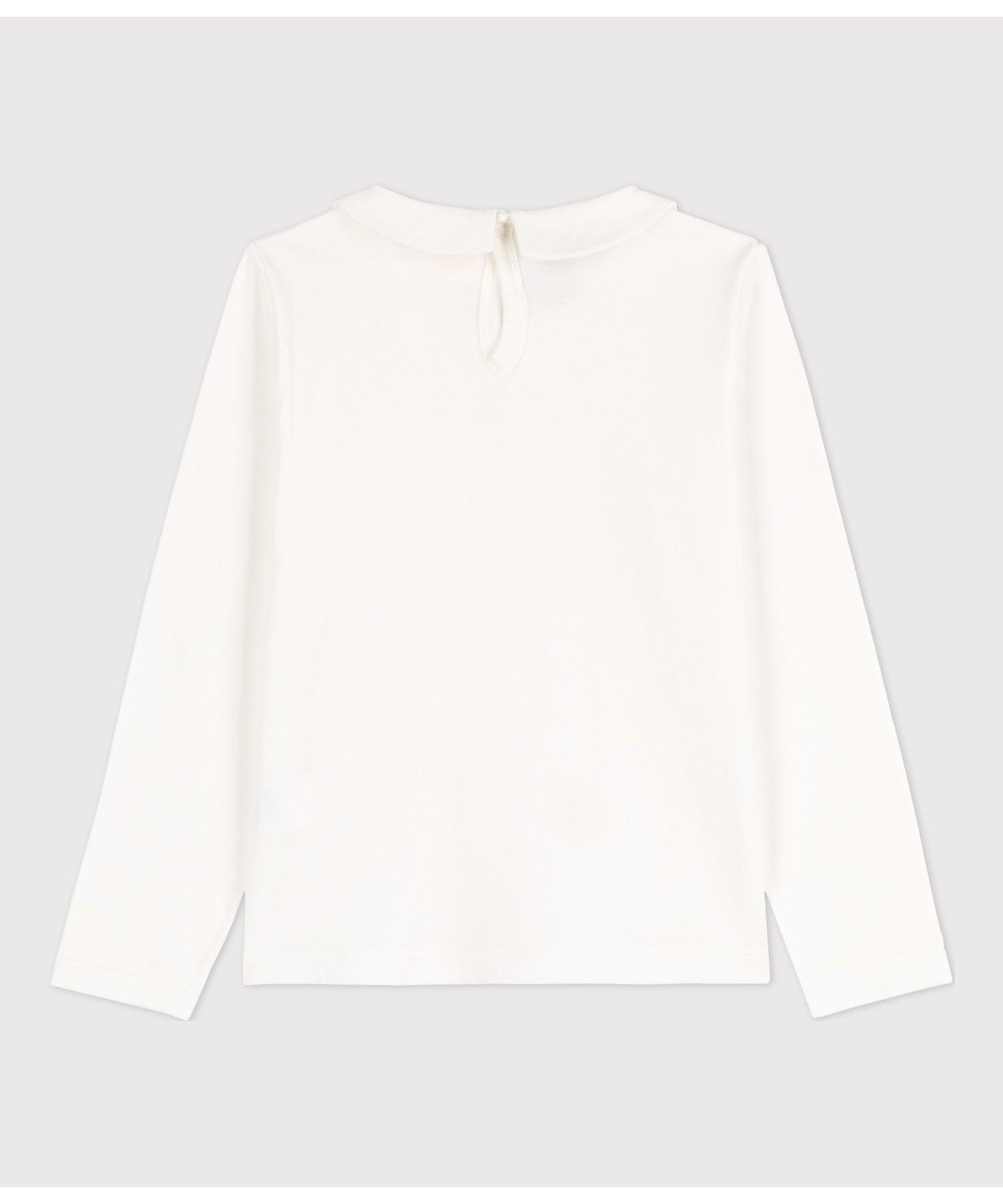 Футболка с длинными рукавами и воротником PETIT BATEAU, Off white — фото 4