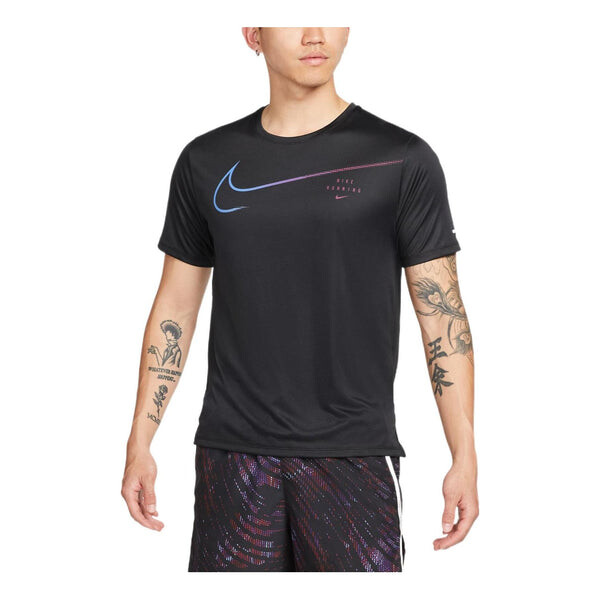 

Футболка Men's Nike Large Logo Sports Training Breathable Quick Dry Round Neck Short Sleeve Black T-Shirt, мультиколор