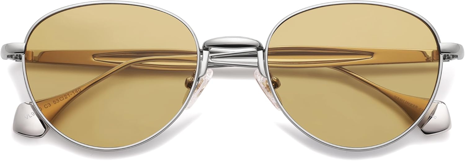 

Солнцезащитные очки VANLINKER маленькие поляризованные для женщин и мужчин, ретро, ​​круглая металлическая оправа, классические очки в стиле хиппи VL9880, C3-silver Frame Tan Lens