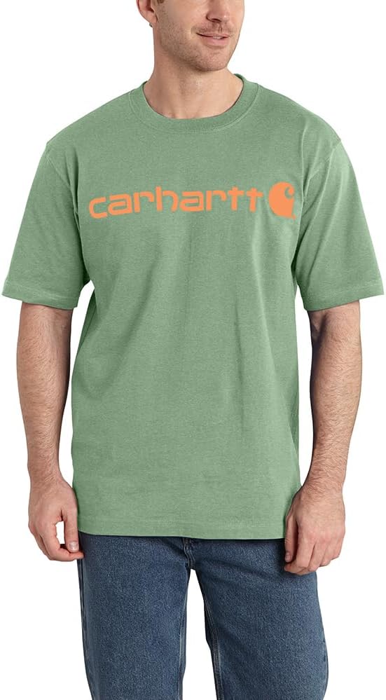 

Мужская футболка Carhartt с коротким рукавом и большим фирменным логотипом, Loden Frost Heather