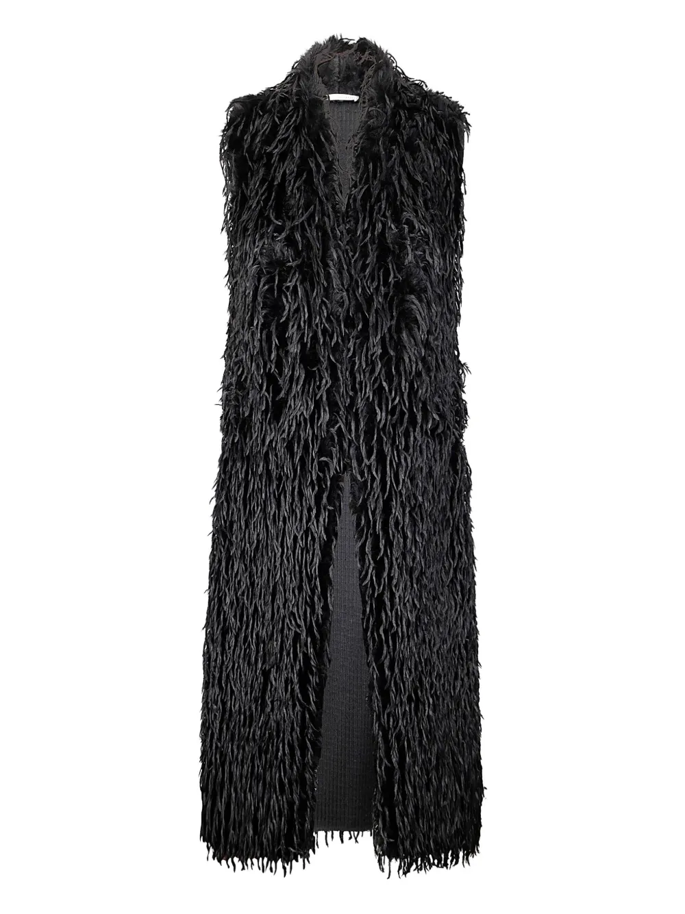 

Безрукавное пальто с бахромой Stefano Mortari, черный