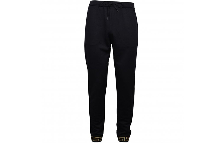 

VERSACE Мужские спортивные брюки с греческим мотивом и шнурком, черные