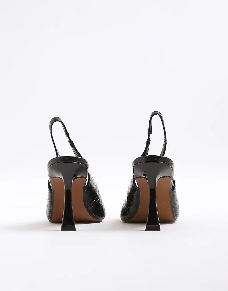 Туфли River Island Slingback с крокодиловым принтом, черные — фото 3