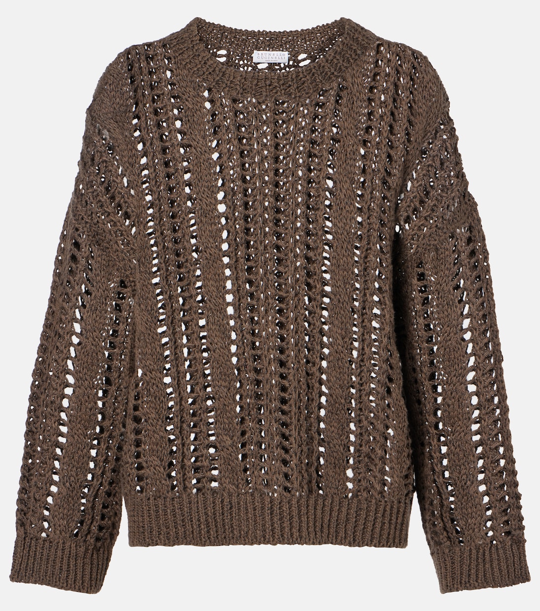 

Свитер из смеси джута и хлопка Brunello Cucinelli, коричневый