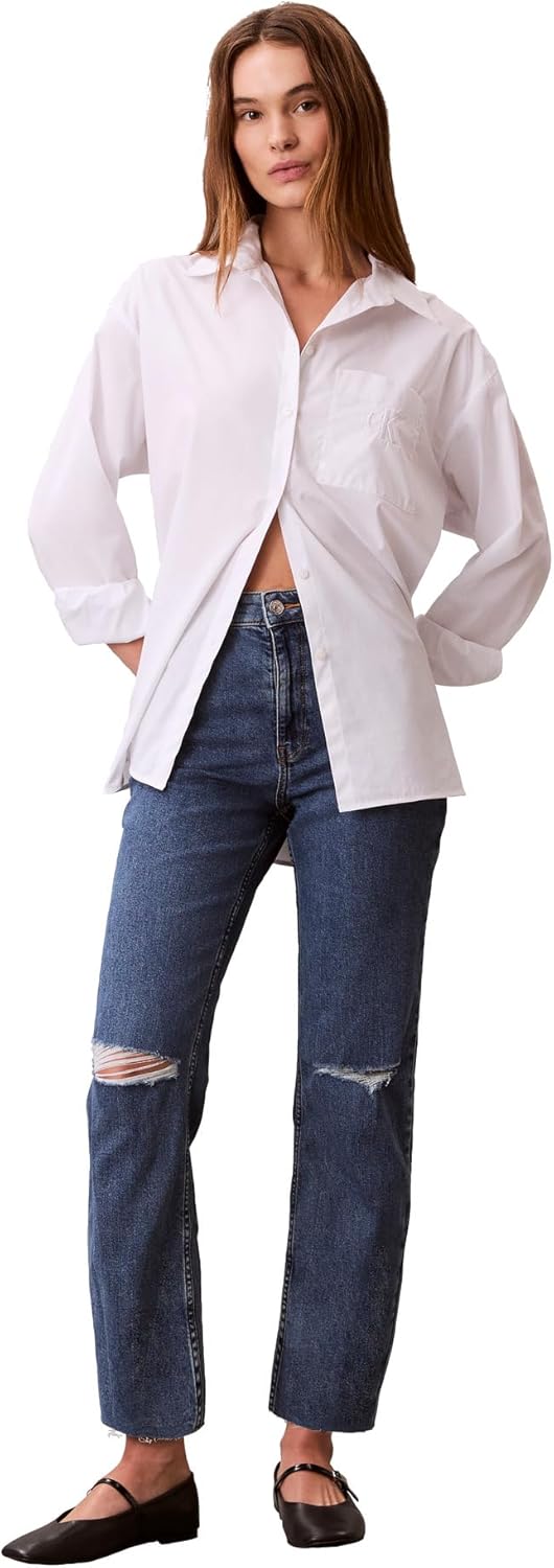 

Женские джинсы Calvin Klein прямого кроя с высокой талией, Destroyed Sea