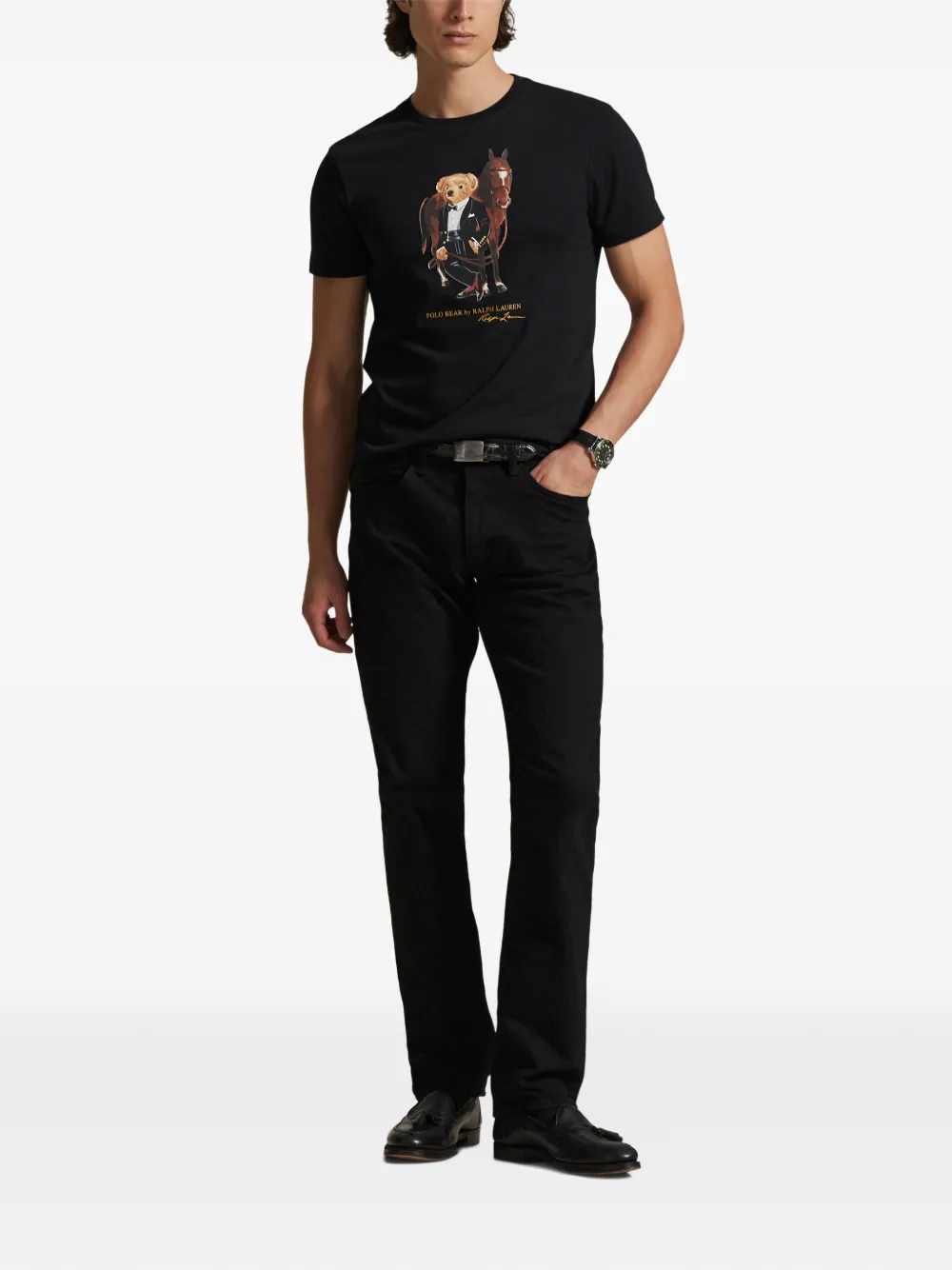 Футболка с изображением медведя Polo Ralph Lauren, черный — фото 2