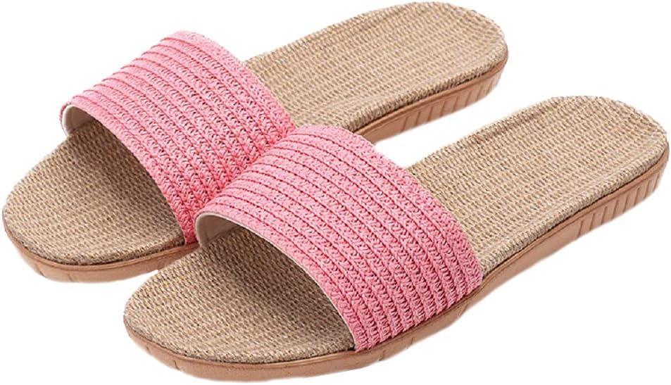 

Тапочки HANDKEI из льна унисекс, летние пляжные тапочки из льна с открытым носком, противоскользящие для дома, розовый