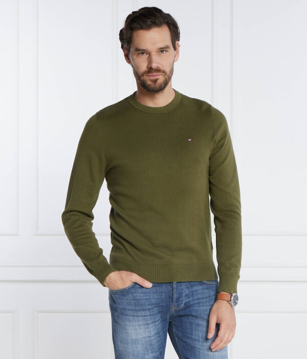 Свитер Tommy Hilfiger Regular Fit с круглым вырезом, зеленый — фото 3