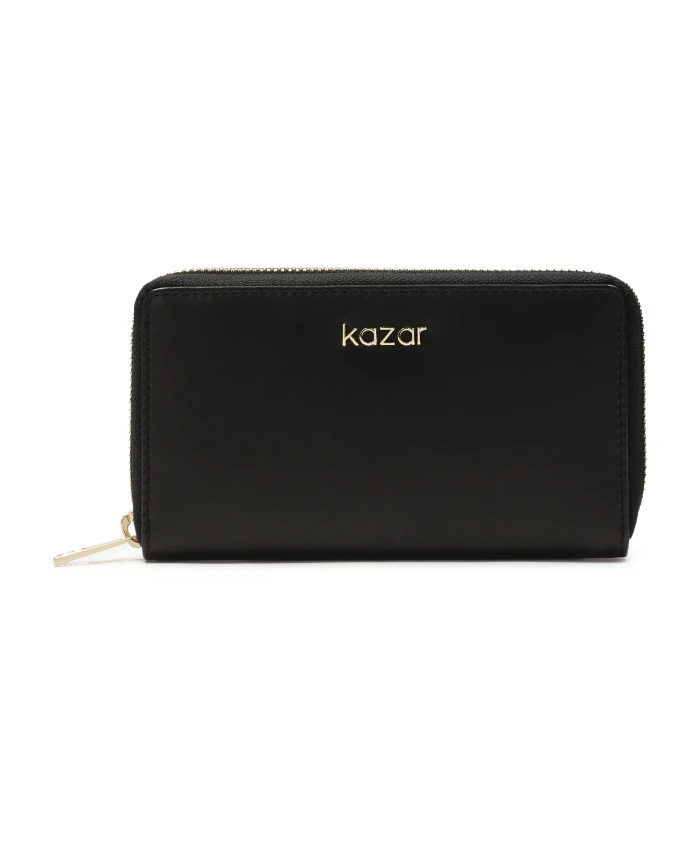 

Черный кожаный кошелек на молнии Kazar, черный