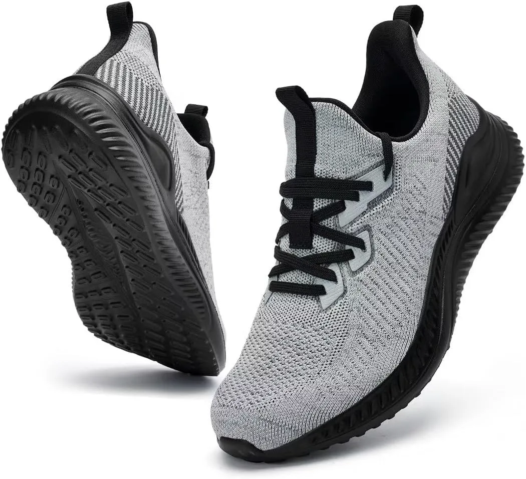 

Мужские слипоны Akk с широкой подошвой для ходьбы, с амортизирующей стелькой из памяти формы, для бега и тенниса, легкие дышащие повседневные кроссовки, серый