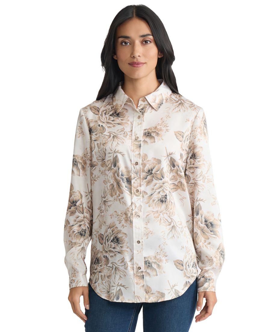 

Женская футболка с длинными рукавами и пуговицами спереди Jones New York, Ivory Multi, Бежевый, Женская футболка с длинными рукавами и пуговицами спереди Jones New York, Ivory Multi