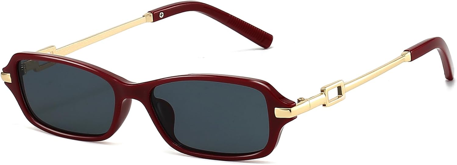 

Солнцезащитные очки в стиле ретро прямоугольной формы для женщин и мужчин, модные солнцезащитные очки в стиле 90-х, маленькие квадратные солнцезащитные очки, дизайнерские солнцезащитные очки 2025 года Breaksun, Dark Red/Grey