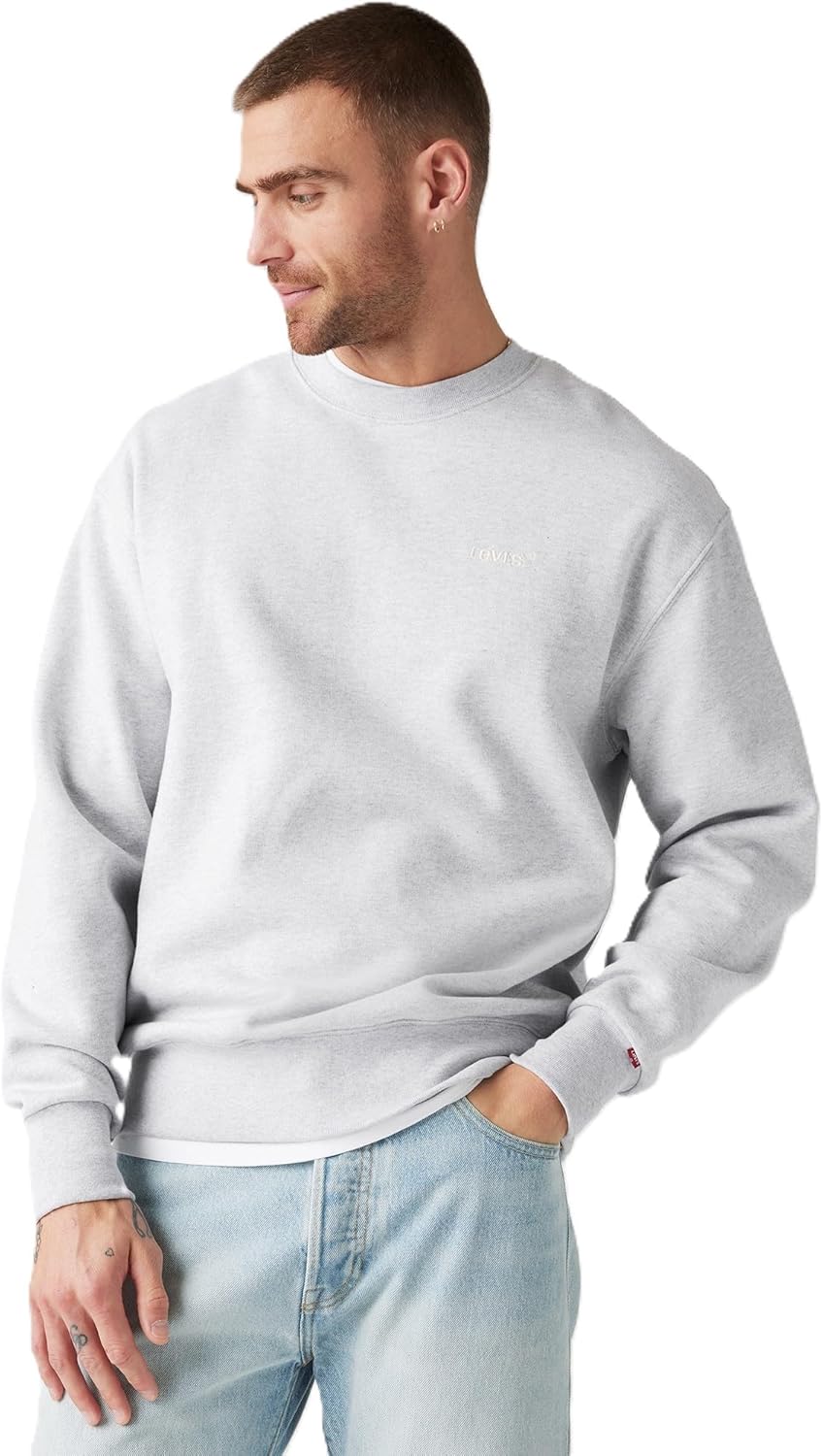 

Мужская толстовка Levi's A9244, оригинальный принт, круглый вырез, длинный рукав, светло-серый