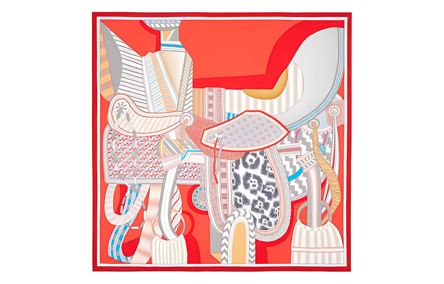 

HERMES Шёлковый платок, Garnet Red