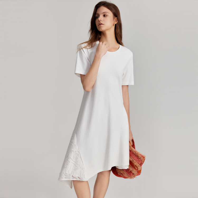 

ELLE Летняя короткая юбка с коротким рукавом Women's White