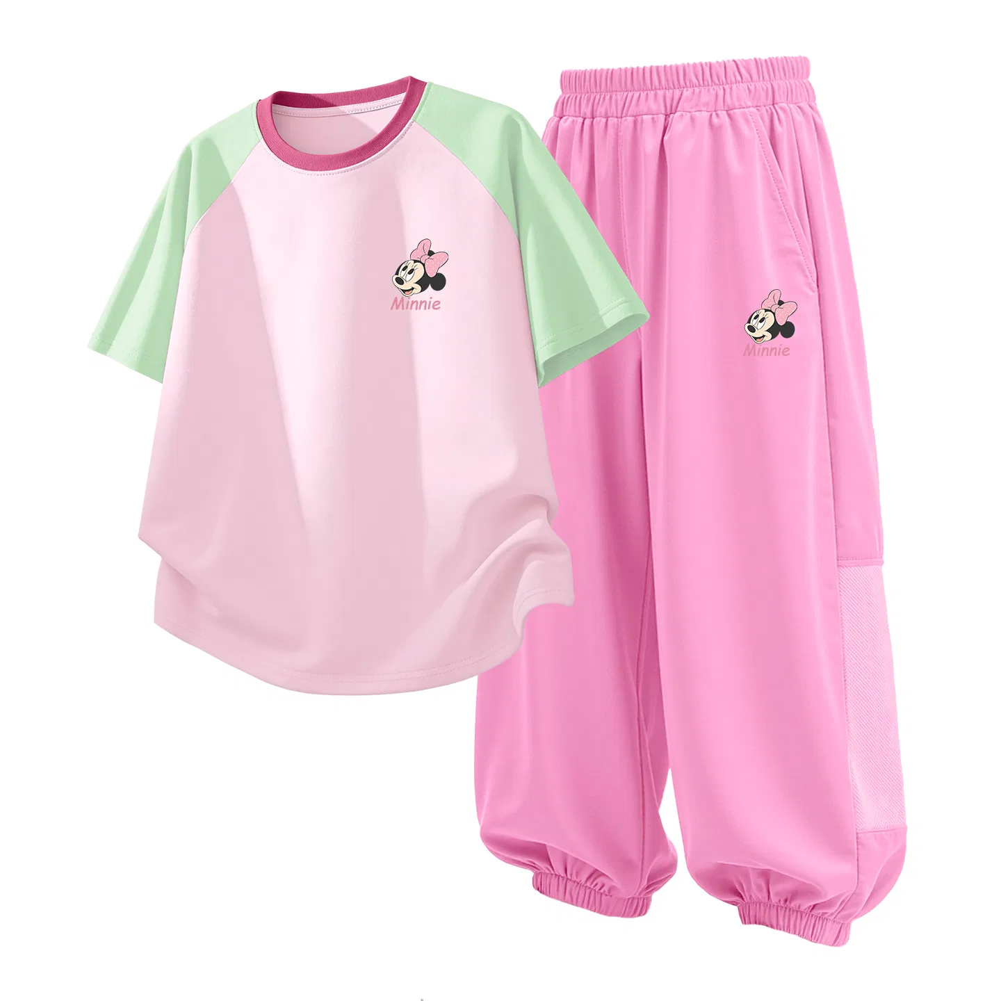 Детский спортивный костюм Casual Sportswear 2 Piece Set Disney, Di Surprise K Green Pink+Di Surprise K Strawberry Pink