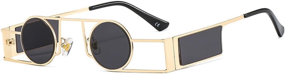 

Панк-солнцезащитные очки для мужчин, винтажные женские ретро-солнцезащитные очки, уникальные металлические очки в стиле стимпанк, защита от ультрафиолета UV400 TKKTLLT, C1gold-black