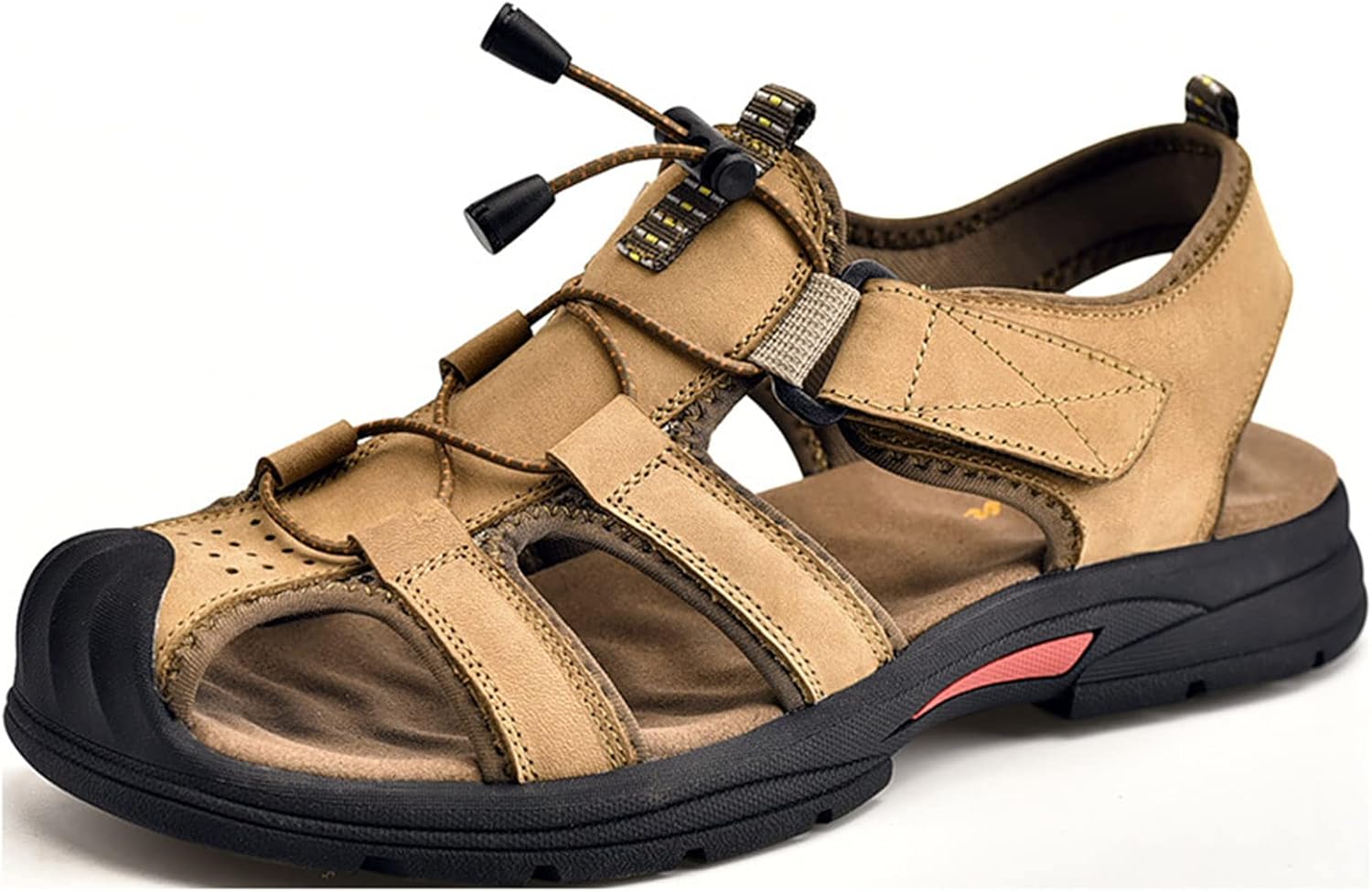 

Мужские повседневные сандалии, кожаные пляжные сандалии для улицы, удобные внутри сандалии-рыбаки с закрытым носком для пляжных походов (хаки, 48 размер) Ifgsiwrijikwjjea