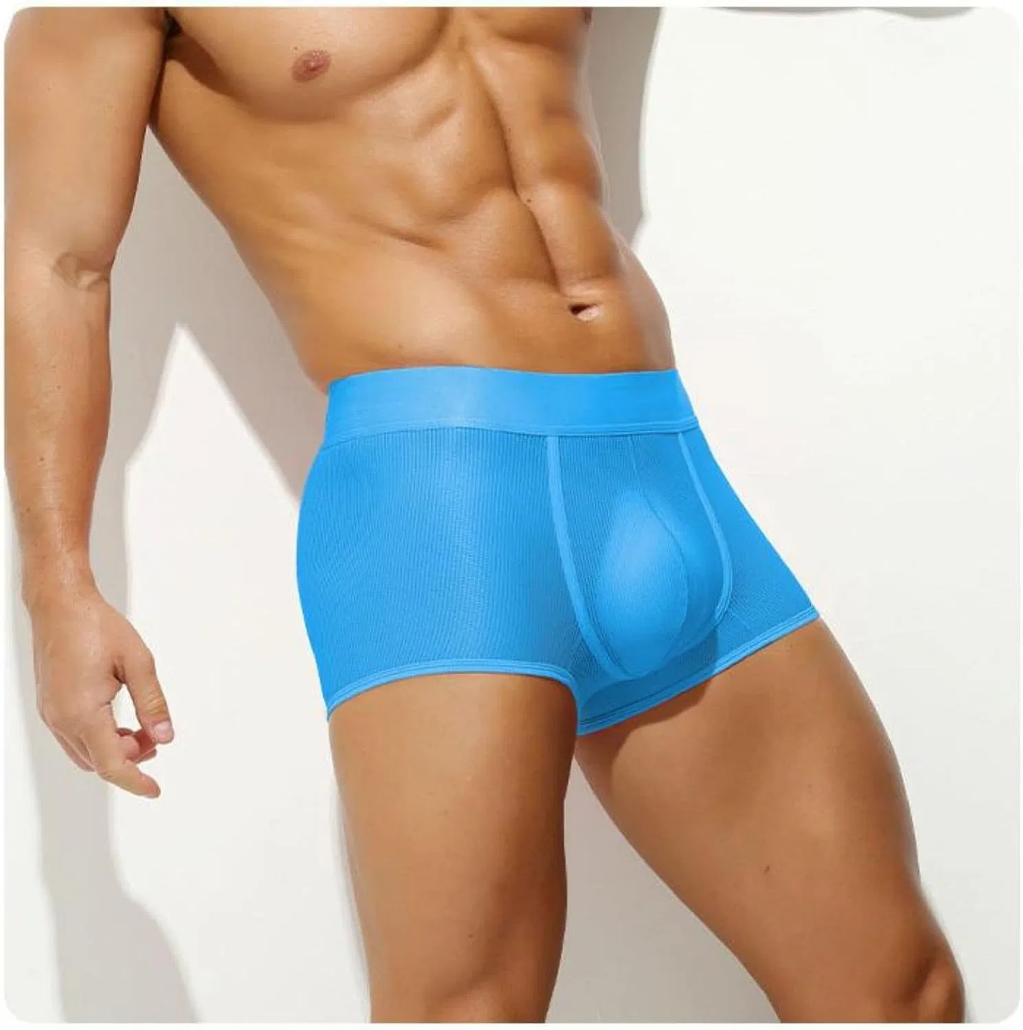Трусы боксеры полупрозрачные Men's Stretch Boxer Briefs, Sky Blue — фото 2