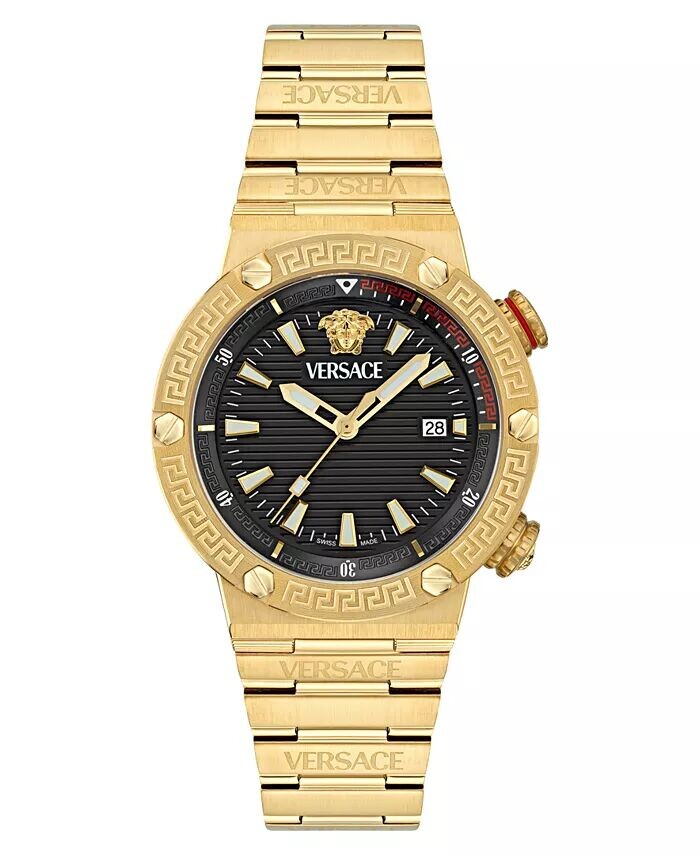 

Мужские часы-браслет из нержавеющей стали с позолоченным ионным покрытием, 43 мм Versace