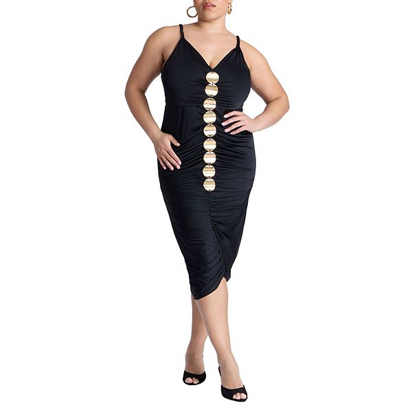 

Платье миди с затяжкой и фурнитурой для женщин plus size Eloquii