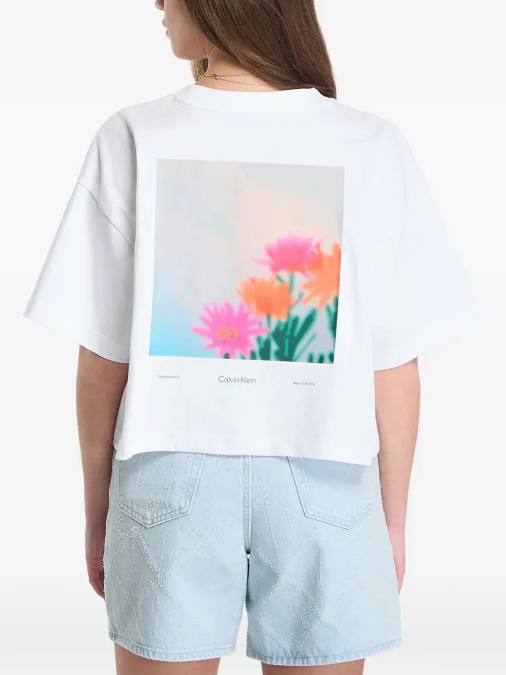 Футболка с цветочным принтом Calvin Klein, белый — фото 3