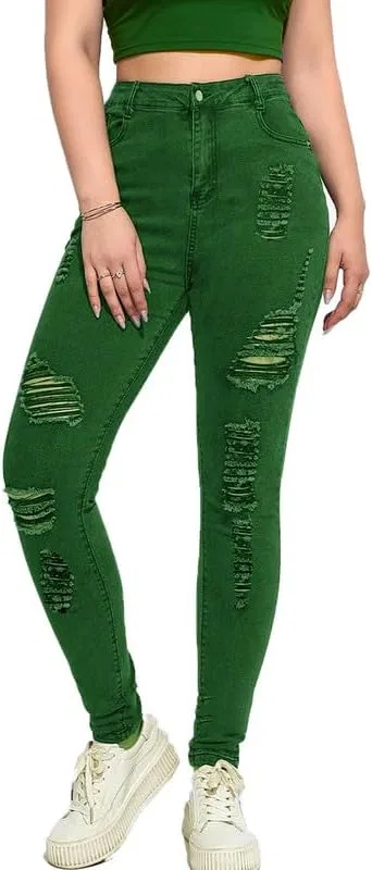 Джинсы высокие зауженные, Andongnywell, Army Green