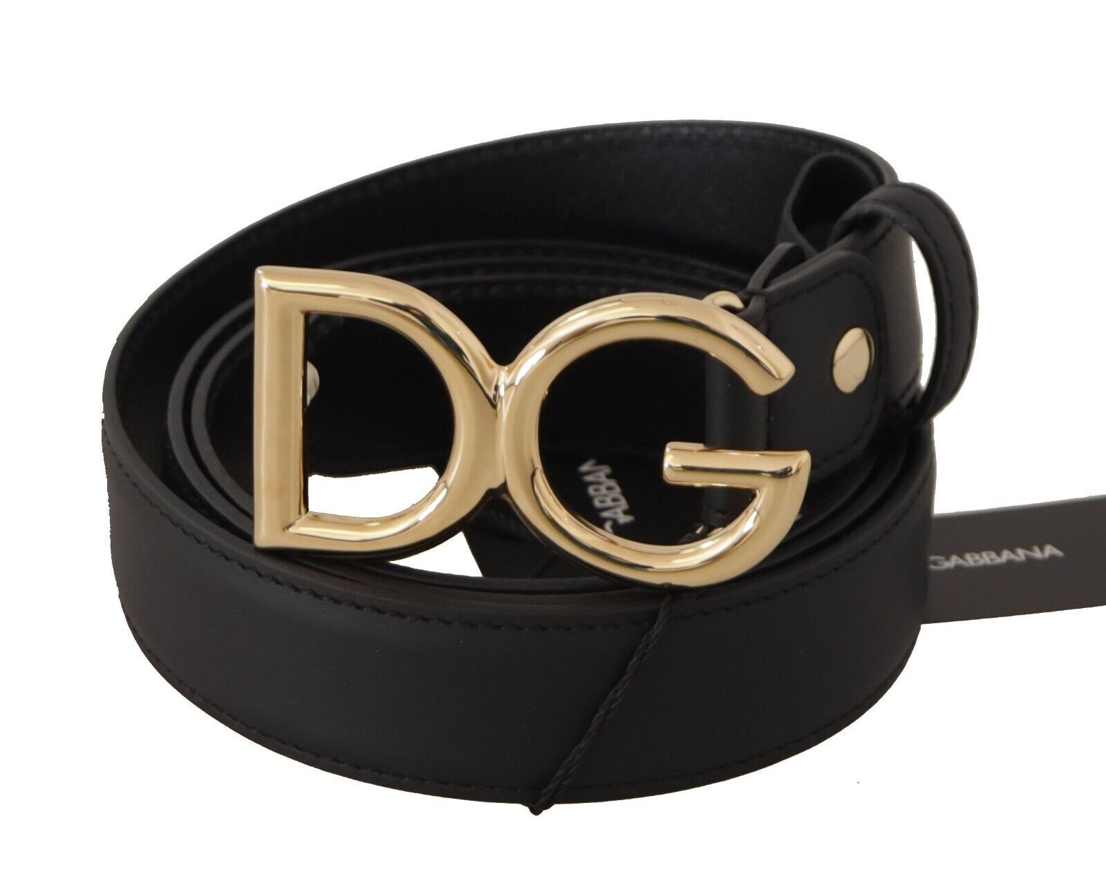 

Элегантный черный кожаный ремень с гравированной пряжкой Dolce & Gabbana