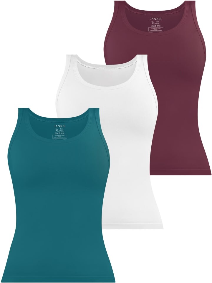 

Топ Janice 3 x Damen Nazca, цвет petrol/weiß/burgund