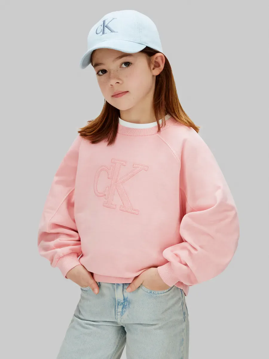 Девочка толстовка с круглым вырезом Calvin Klein, розовый