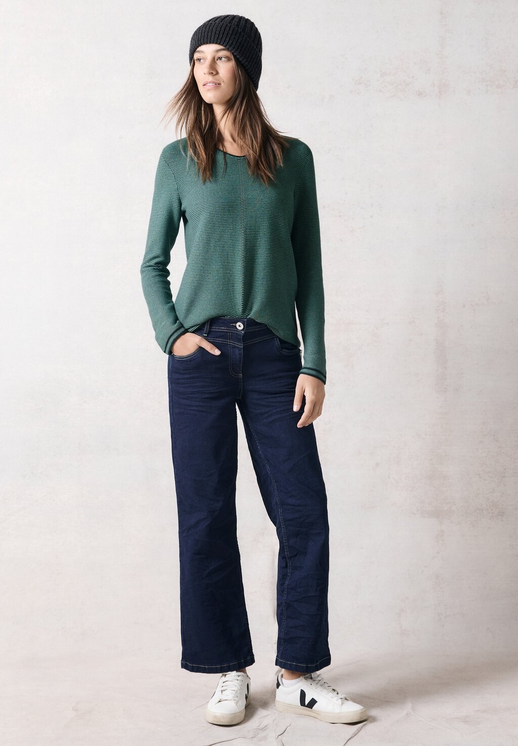 

Джемпер MIT STRUKTURSTREIFEN Cecil, цвет Mottled Dark Green